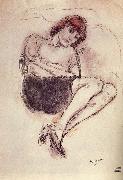 Jules Pascin Aiermila wearing the black dress oil painting reproduction